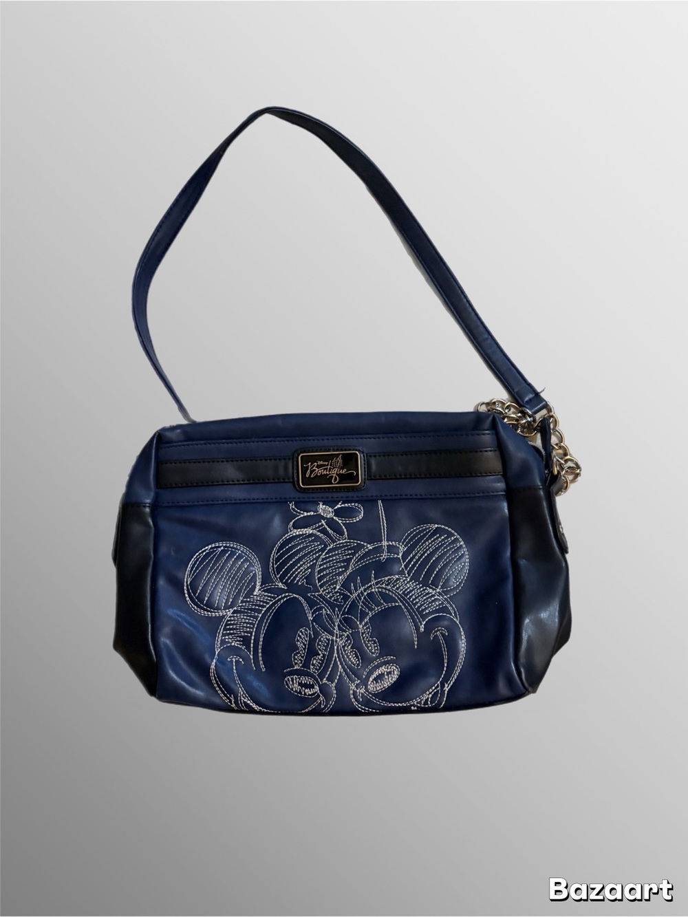 Disney Navy Blue and Black Mickey Shoulder Bag